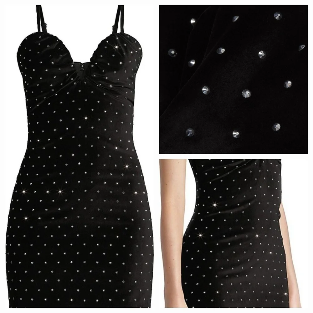 MICHAEL Michael Kors Velvet Embellished Bustier Mini Dress Black Size 6